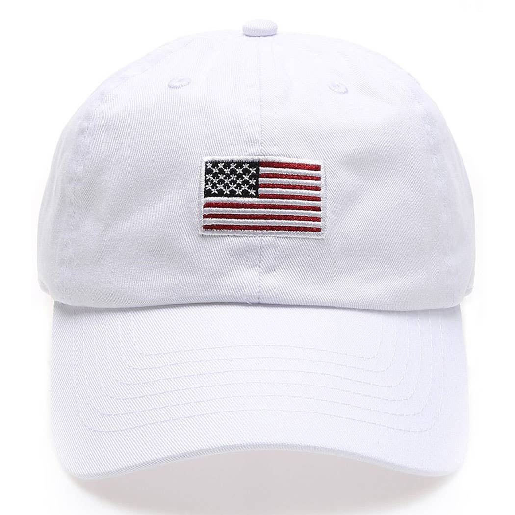 American Flag Patched Cotton Baseball Cap