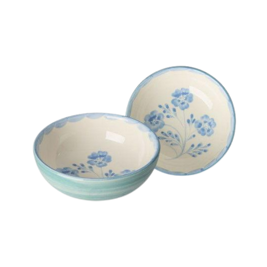 Hand Painted Blue Flower Ceramic Bowl