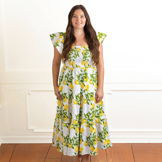 Amalfi Coast Smocked Flutter Sleeve Dress