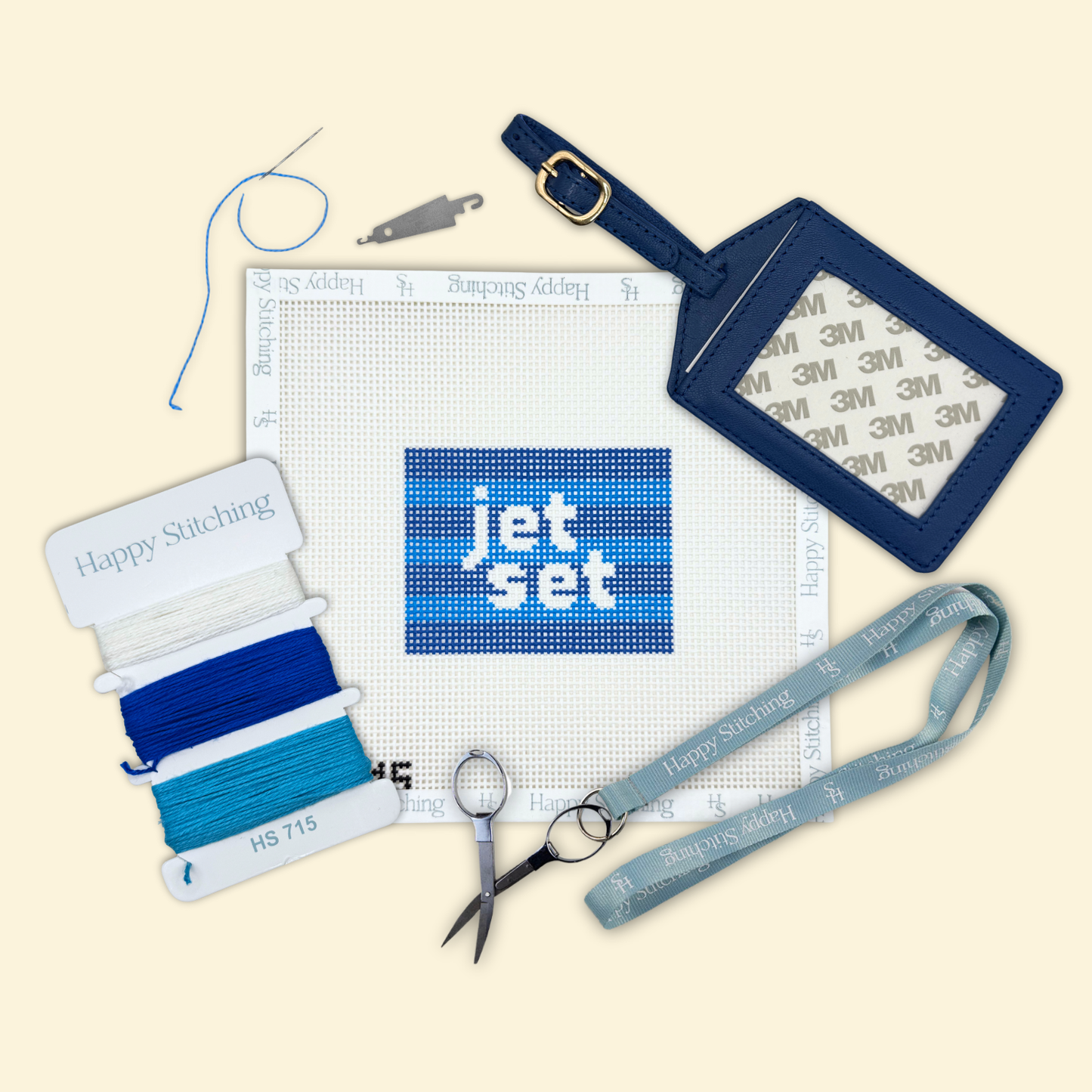 Jet Set Luggage Tag Needlepoint Kit
